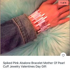 Spiked Pink Abalone Shell Vintage Bracelet Jewelry